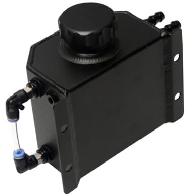 BUGUUYO Serbatoio Auto Alluminio con Scarico Contenitore per Motori Capienza Riduce e Sludge Nero