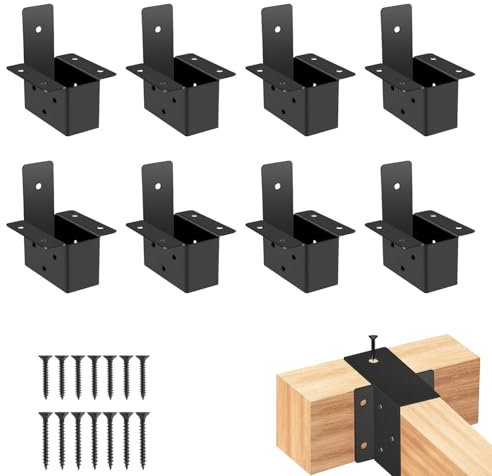 2x4 pergola Brackets kit (Actual: 1.6x3.6 Inch), 8 Pcs Pergola Post Top Rafter Brackets Deck Railing Brackets，2x4 Brackets for Wood，for Pergolas Gazebo Sunroom Carport(with Screws)