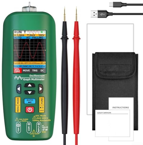 1PC palmare Oscilloscopio Multimetro, Ricaricabile Smart Multimetro Digitale, Portatile Capacitanza Diodo Corrente Tensione Tester