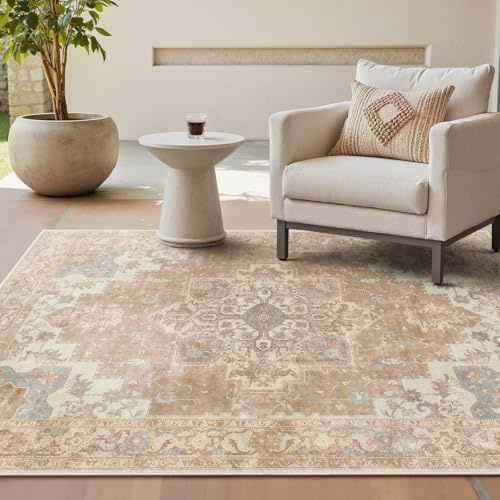 GENIMO Machine Washable Rugs Living Room, 160x230cm, Vintage Rug, Boho Area Rugs, Non-Slip Carpet, Low Pile, Non-Shedding, Traditional Oriental Printed Design, Dining Room, Home Office, Bedroom