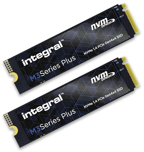 Integral 1TB M3+ SSD 2-Pack NVME M.2 2280 PCIe Gen4x4 R-5000MB/s W-4500MB/s M2 Solid State Drive