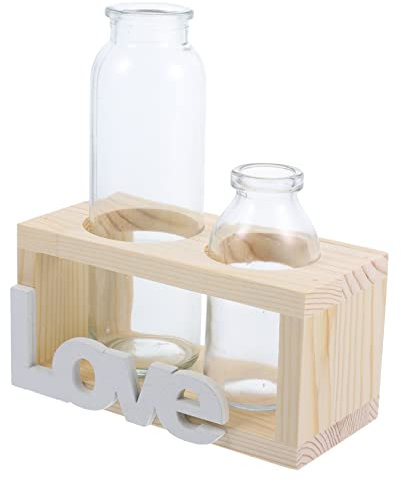 BESPORTBLE 1 Juego florero de Bulbo tiestos Decorativos jarrón Decorativo Mesa Terrario Original terrario de Plantas de Interior maceteros de Cristal para Plantas de Interior Madera