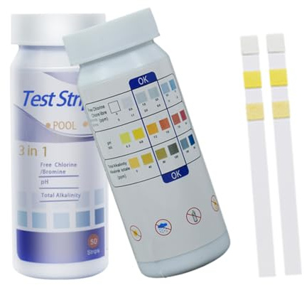 Hot Tub Test Strips,Ph Test Strips,3 In 1 Water Testing Kits Strip,Drinking Water Test Kit,Comprehensive Lazy Pool And Spa Test Strips,for Free Chlorine/Lead/Iron/Hardness/Ph/Total Alkalinity (100)