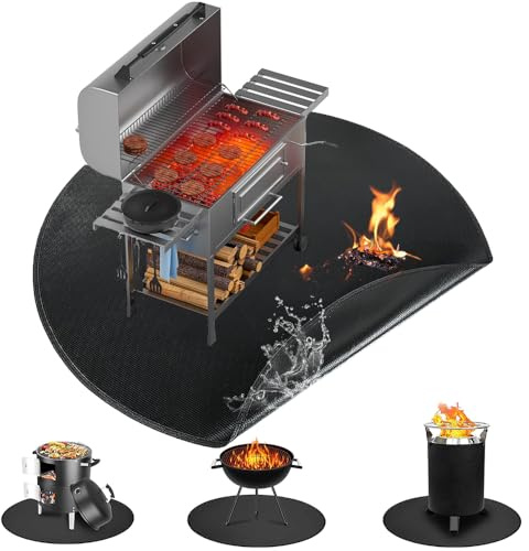 Grillmatta, utomhusmatta, eldfast grillmatta, längd 120 cm, grillmatta, dubbelsidig, vattentät, oljebeständig, flamsäker grillmatta, gräsmatta