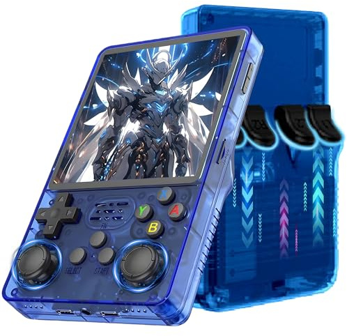 R36 Plus Console di gioco portatile Retro-Versione WiFi,21000+ giochi,12 emulatori,schermo IPS OCA da 4 pollici,console di gioco portatile,sistema Linux open source,3000 mAh (Blu scuro-128G)