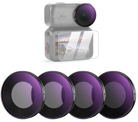 NEEWER ND Filter Set Compatible with DJI Osmo Nano (ND8/16/32/64), Screw On Action Camera Lens Neutral Density Filter Multicoated Optical Glass Accessories with Screen Protector, 4 Packs
