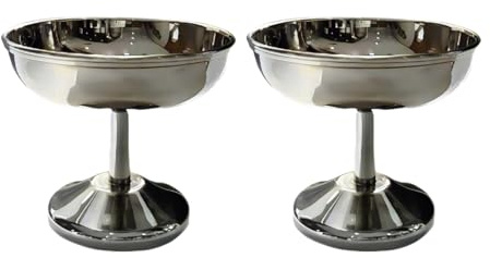 AMISENK Confezione da 2 calici da dessert in acciaio inox 304, per budini, gelati e budini, feste a casa, dessert