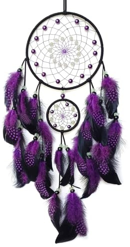 Donko Purple and Black Dream Catcher with Luminous Bead