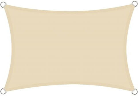 Rivenlo Toldo Vela Rectangular 2x4 m, Vela de Sombra 4x2 m HDPE Protección Rayos UV Resistente Transpirable Toldos para Exterior Terraza Patio Jardín, Crema