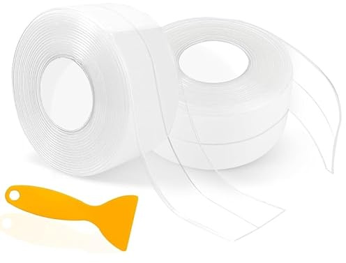 GIUSOBG 3.2M Cinta Selladora Baño,Trasparente Cinta Impermeable Autoadhesiva 36 mm Baño Cocina Zocalo Cocina de Sellado Impermeable Antimoho,para Bañera Lavabo Esquina Pared Ventana Ocasiones