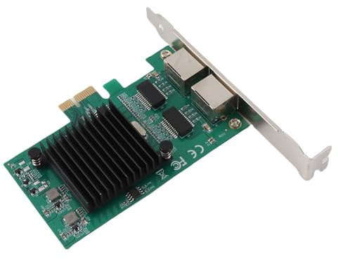 Naroote Tarjeta de Red PCI-E de Doble Puerto Gigabit para Escritorio de Alta Velocidad, Adaptador Ethernet con Chipset 82576 para /, 2 Interfaces RJ-45 UTP-5, Plug and Play