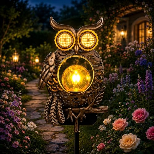 Lampes solaires pour extérieur, hibou, décoration de jardin, lampes | Éclairage dynamique pour les yeux, lampes solaires de jardin, étanchéité IP65, pour balcon, terrasse, pelouse