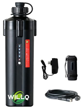 WILLQ Batteria mulinelli Pesca elettrici 14,8V 3500mAh 5000mAh 7000mAh 10000mAh Batteria per verricello Elettrico a Due Fori 14,8 Volt Kit Ruota da Pesca in Mare,10000mah Light+2m Line