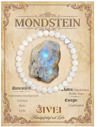 Bivei 6mm Kristall Stretcharmbänder für Damen | Handgemachtes Naturstein-Perlenarmband mit polierte Herzperle, elastisches Yoga-Schmuck Geschenkarmband für damen, beruhigt