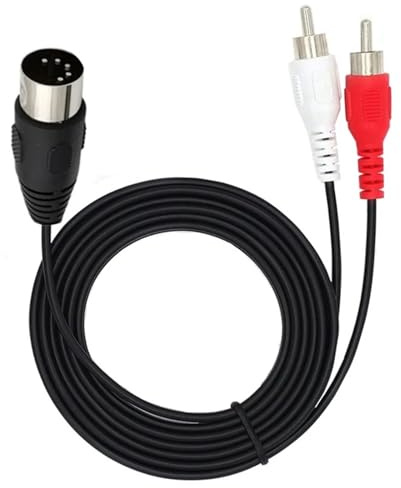 XJEDFTOZD Cavo da 5 pin Din a 2 RCA maschio femmina, cavo audio professionale da 5 pin Midi a RCA for sistemi stereo(Black,0.5m)