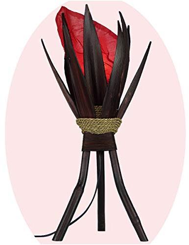 Stehleuchte Bali Lampe in rot 67x24cm • außergewöhnliche Standleuchte aus Bananenblättern • Stimmungslicht aus traditioneller Handarbeit • asiatische Dekolampe • Stimmungsleuchte „Bananenblatt“