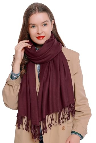 Dam halsduk enfärgad mjuk 185 x 65 cm bordeaux-röd