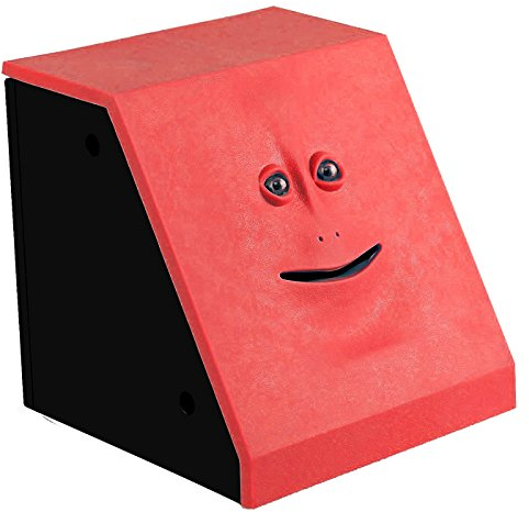 HSTYAIG Face Coin Bank Money Eating Coin Bank Battery Powered Monkey Saving Box (Red)
