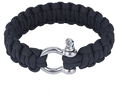 Alomejor Pulsera de supervivencia al aire Paracord 550 de acero inoxidable Militar Paracord Pulsera Paracord Pulsera para senderismo, camping, aventura
