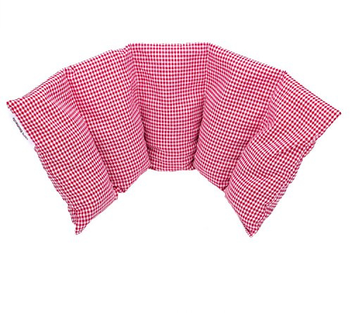 Formalind Natur Kirschkernkissen im Landhausstil 5-Kammer-Wärmesystem, hochwertiger Baumwollstoff, HandarbeitMade in Germany 20x50 cm, 800 Gramm Kirschkerne (rot klein kariert)