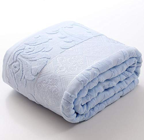 NANXCYR Duvetsteppdecke Sommer Handtuch Quilt, leicht kühles Handtuch Decke atmungsaktiv weiche flaumige Sommerdecke aus Reiner Baumwolle Frottee, 220 * 240 cm,Blau