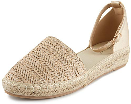 Alexis Leroy Chaussures Plates de Braided Femme Ete Espadrille Sandales Plateforme à Bout fermé Confort Abricot 38 EU