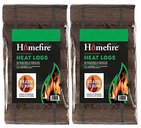High Energy Heat Logs for Wood Burners - Pack of 24 Ultra Dry Compressed Wood Fuel Logs Heatlogs with Topline Card. Perfect for Open Fires, Chimeneas and Multi-Fuel Stoves