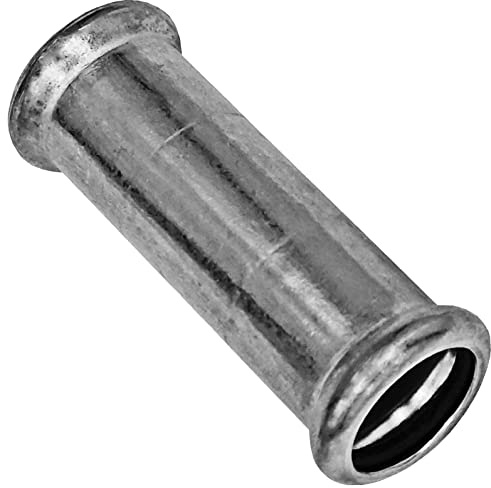 MegaHaustechnik Schiebemuffe 15x15 Pressfitting aus Edelstahl V4A für Rohr-Außendurchmesser 15mm zum Verpressen M-Kontur, Trinkwasser geeignet, VA INOX Kupplung Verbinder Doppelmuffe