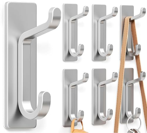 pickpiff Self Adhesive Hook, 6KG Extra Sticky and Strong, Silver 6 Pack