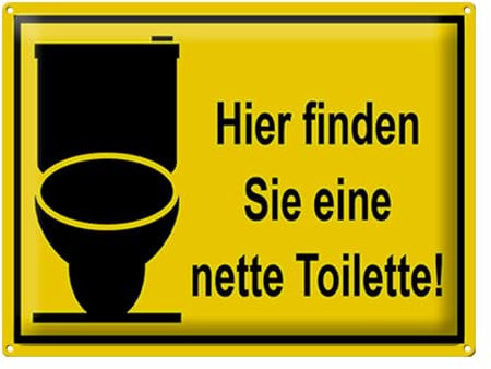 FEMER Targa in metallo, 40 x 30 cm, scritta Hier Finden sie Nette Toilette Deko Schild tin Sign
