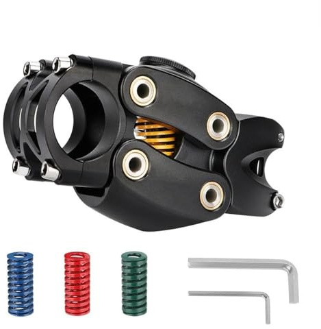 Sgxbos Vélo de Montagne Potence de Suspension pour vélo, Tige de Guidon de vélo Absorbant Les Chocs pour Route, Gravier, Hybride, et vélos électriques 7 degrés 90 mm Potence d'amortisseur