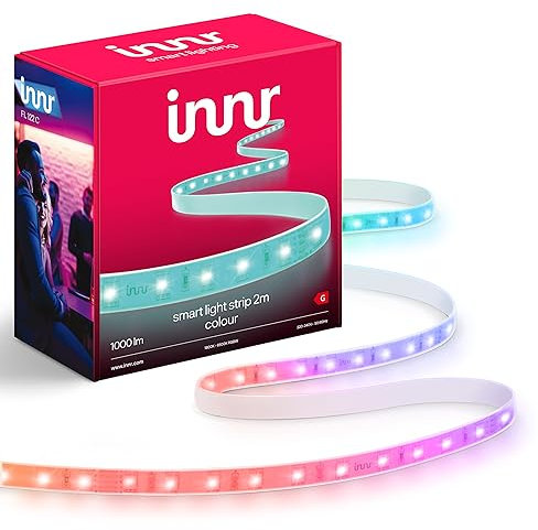 Innr Zigbee LED Strip Light 2m, Works with Hue* and Alexa (Hub Required), Self-Adhesive, RGB Colour Lights, Warm White to Cool White (1800K-6500K), Indoor Smart Light Strip, 1000 lm