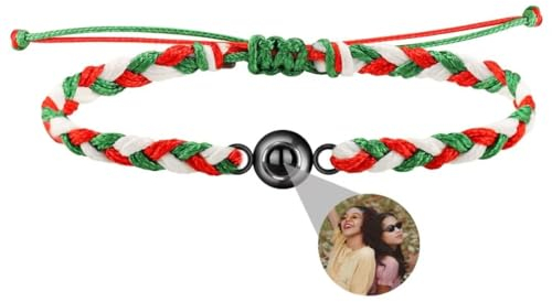 Liskanap Personalisierte Foto Armband Benutzerdefinierte Runde Projektion Armband mit Eigenen Bild im Stein, Lupe Foto Armbänder, Verstecktem Fotoarmband für Frauen Damen Freundschaft Weihnachten