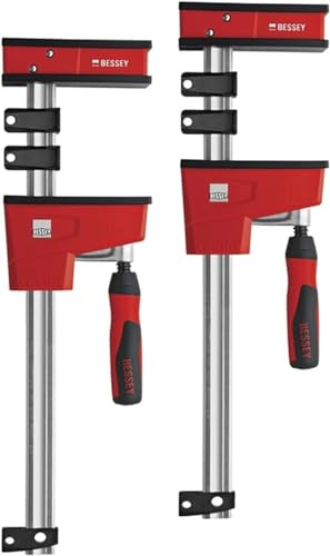 BESSEY 2x Korpuszwinge REVO KRE125-2K-SET, Spannweite 1250 mm Ausladung 95 mm, Metallverstärktes Kunststoffgehäuse für mehr Power und Sicherheit, Gewicht 7,74 Kg