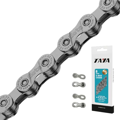 TAYA e-OCTO-DH Chaîne de vélo simple et 7-8 vitesses, 136 maillons, GST antirouille, durable et fluide, pour vélo électrique et VTT, pour gravier et VTT