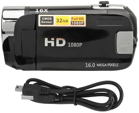 D90 HD 1080P 16MP Digital Kamera, 2,4-Zoll-Videorecorder-Nachtsicht Kamera-Camcorder, 16X Zoom Füll Licht mit USB-Anschluss für Standard-Speicher Karte (Black)