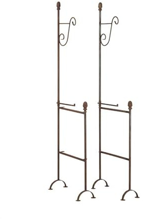 Hirsch Terracotta Pflanztisch Tiefe 60 cm Höhe 200 cm 2X Metallgestelle mit 2 Etagen und variablem Haken für 3 Etage Gartentisch Metall/Holz Pflanzregal Outdoortisch Gewächshaustisch