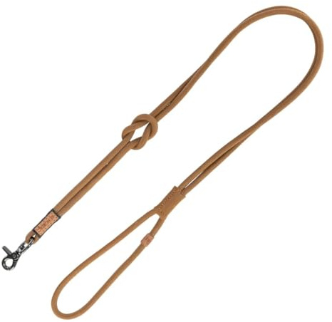 TRIXIE BE Nordic Set Sand: Leder-Hundeleine 1,20 m & Leder Zug-Stopp-Halsband XL 60 cm