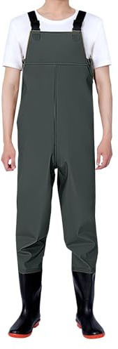 Angelhose für Herren, Angel-Latzhose, wasserdicht, atmungsaktiv, Cross-Wasser-Wathose, Kleiderhose, wasserdichte Overalls für Herren, Einteiler, Arbeitshose, Herren-Denim-Hose, grün, 37