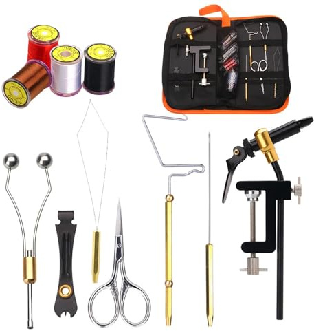 Kit de encuadernación con mosca, kit para hacer cebos de pesca con mosca, juego de herramientas portátiles para hacer cebos de pesca con mosca de metal, accesorios de pesca, herramientas de