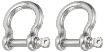 PATIKIL Schraub-Pinschäkel 3,9 mm 1/8 220 lb, 2 Stück 316 Edelstahl Geschmiedeter Bügelschäkel Marinequalität für Ketten Drahtseil im Freien, Silber