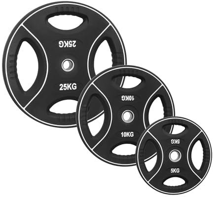 POWER-XTREME Hantelscheibe | Gewichtsscheibe | 30mm / 31mm | Polyurethan | mit Griffen | Geruchsneutral | Studioqualität | 1,25kg | 2,5kg | 5kg | 10kg | 15kg | 20kg | 25kg (Hantelscheibe 5kg)