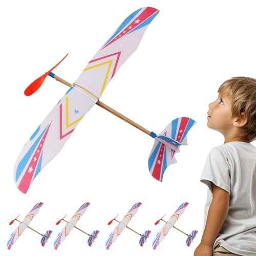 Smileshiney Rubber Band Powered Airplane Winder | Aircraft Airplane Models,Model Airplane Toys, Kids Flying Glider Toy, Hand-Thrown Airplane for Outdoor Play Adults