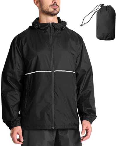 SwissWell Regenjacke Herren Wasserdicht Atmungsaktiv Fahrrad Regenmantel mit Kapuze Leicht Faltbare Windjacke Wandern Fischen Camping Outdoor