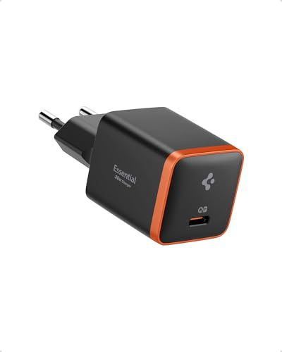 Spigen ArcStation Essential 30W Chargeur USB C Rapide [Compact & Chargeur PPS] GaN Mini Prise Chargeur Rapide PD 3.0 Compatible avec iPhone 17/16/15/14/13 Pro Max Air Samsung S25 Pixel 10/9 - Noir