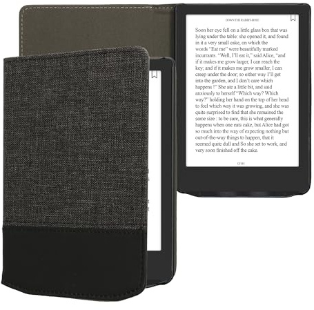 kwmobile Hülle kompatibel mit Pocketbook Verse/Verse Lite/Verse Pro/Color/Vivlio Light/Light HD - Canvas eReader Schutzhülle Cover Case - Anthrazit Schwarz