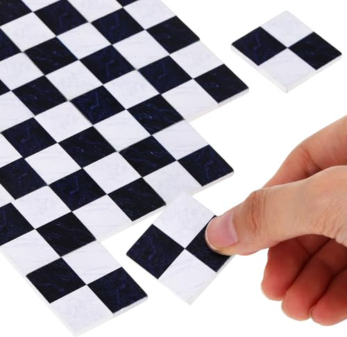 NUOBESTY 27Pcs Wooden Dollhouse Flooring Tiles, 1:12 Scale Black and White Miniature Floorboards, DIY Building Supplies for Mini House Kitchen Bathroom Decoration