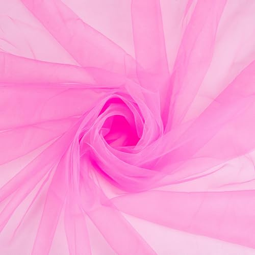 OLYCRAFT 2 m Dunkelrosa Tüllstoffe 1.6 m Breit Chiffon Durchsichtiger Kreppstoff 0.1mm Dick Gaze Netz Chinlon Tüll Zum Verpacken Basteln Nähen Hochzeit Party Dekorationen