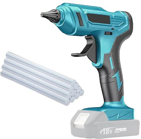 Cordless Hot Glue Gun,Compatible with Makita 18V BL1830,with 10 Pcs Mini Glue Sticks,for School Kids Craft Hobby DIY Arts Card (No Battery)