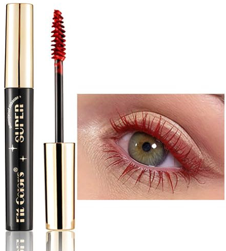 Red Mascara, Plum Coloured Tubing Burgundy Mascara for Eyelash Eyebrow, Waterproof Long Lasting Volumizing Highly Pigmented Makeup Primer for Christmas, Stage, Party